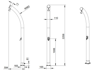 Prysznic solarny basenowy 45° PVC 3/4" kolor czarny zagięty Flotide