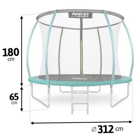 Trampolina ogrodowa 10ft/312cm z siatką, profilowanymi słupkami i drabinką Neo-Sport