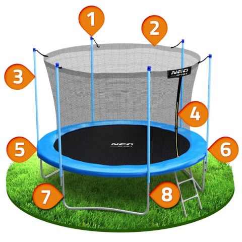 Trampolina ogrodowa 10ft/312cm z siatką wewnętrzną i drabinką Neo-Sport