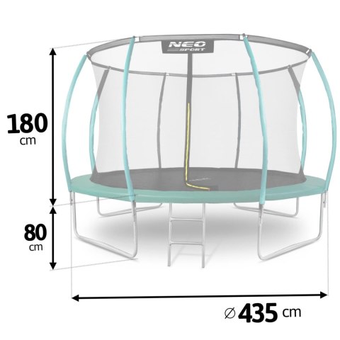 Trampolina ogrodowa 14ft/435cm z siatką, profilowanymi słupkami i drabinką Neo-Sport Neo-Sport