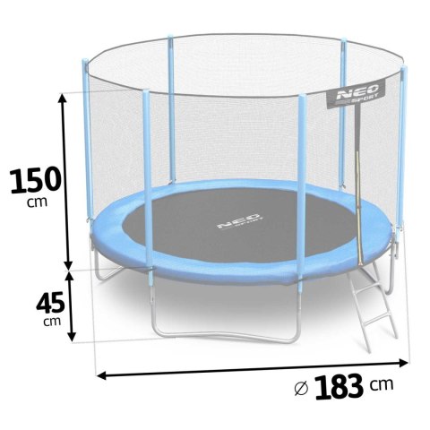 Trampolina ogrodowa 6ft/183cm z siatką zewnętrzną i drabinką Neo-Sport Neo-Sport