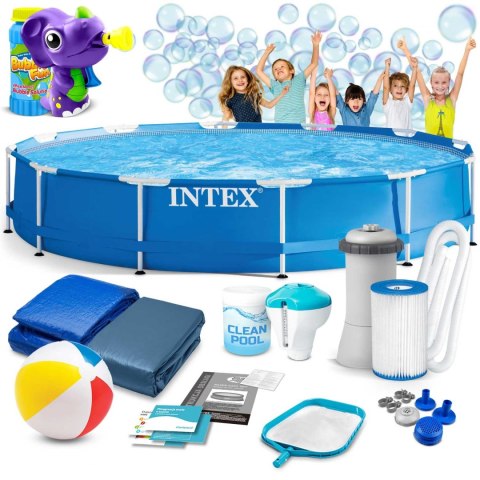 Basen ogrodowy stelażowy 366 x 76 cm 16w1 INTEX 28212 + maszynka do baniek GRATIS INTEX