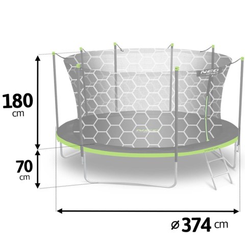 Trampolina ogrodowa 12ft/374cm z siatką wewnętrzną i drabinką Neo-Sport Neo-Sport