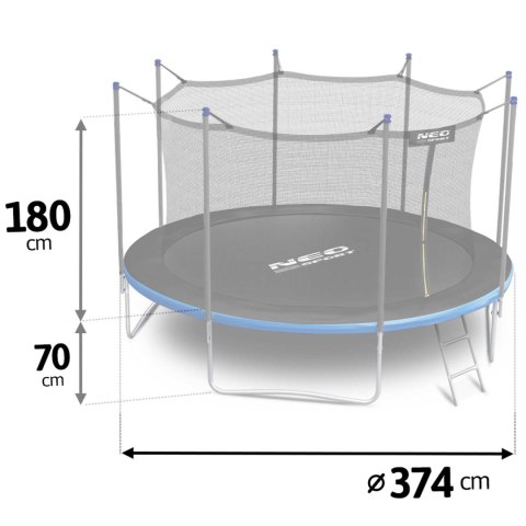 Trampolina ogrodowa 12ft/374cm z siatką wewnętrzną i drabinką Neo-Sport Neo-Sport