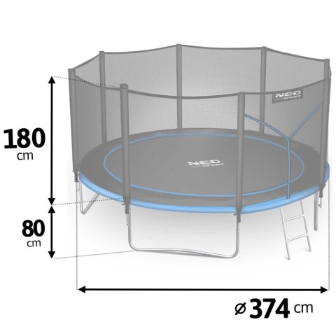 Trampolina ogrodowa 12ft/374cm z siatką zewnętrzną i drabinką Neo-Sport Neo-Sport