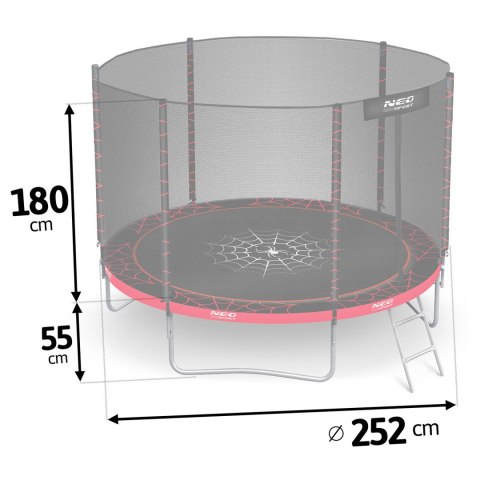 Trampolina ogrodowa 8ft/252cm z siatką zewnętrzną i drabinką Neo-Sport Neo-Sport