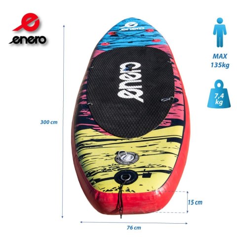 ZESTAW - DESKA SUP 135KG DMUCHANA ENERO 300x76x15CM BLACK ENERO