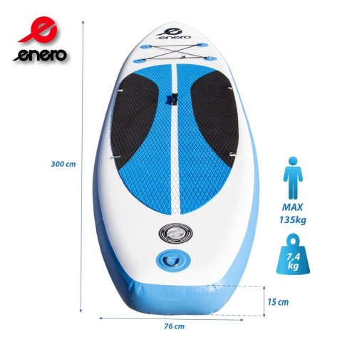 ZESTAW - DESKA SUP 135KG DMUCHANA ENERO 300x76x15CM BLUE ENERO