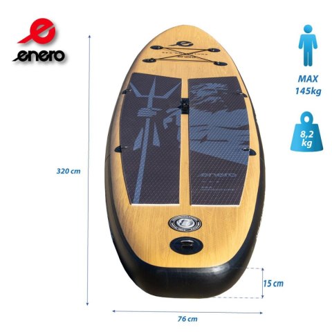 ZESTAW - DESKA SUP 145KG DMUCHANA NEPTUN WOODEN ENERO 320x76x15CM ENERO