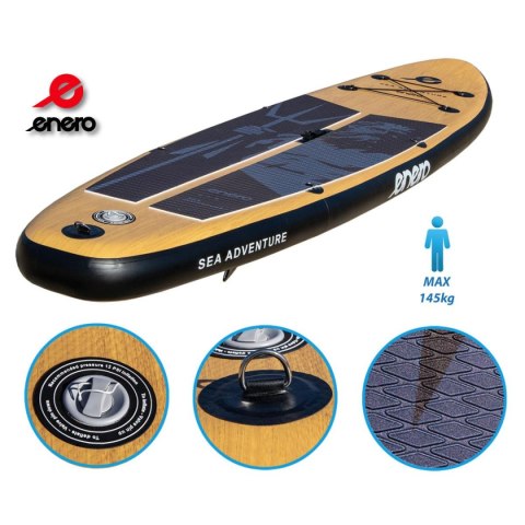 ZESTAW - DESKA SUP 145KG DMUCHANA NEPTUN WOODEN ENERO 320x76x15CM ENERO