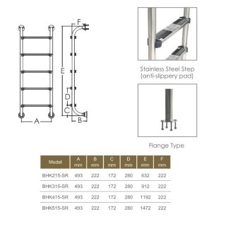 Drabinka do basenu Emaux BHK315-SR (3 stopnie), AISI-304 Emaux