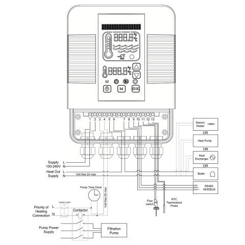 Cyfrowy sterownik wymiennika ciepła Heatsmart Plus G2SST Elecro-schemat