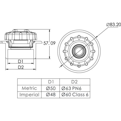Dysza ścienna do basenu betonowego Emaux EM4409 Emaux