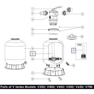 Kolektor z rurą do filtrów Emaux V500 89010104 Emaux