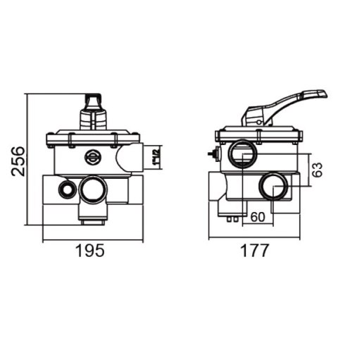 Zawór sześciodrogowy Emaux MPV03 (1.5") boczny (88280811W) biały Emaux