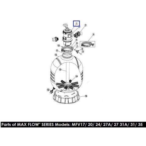 Zawór sześciodrogowy Emaux MPV08 (2'') górny Emaux