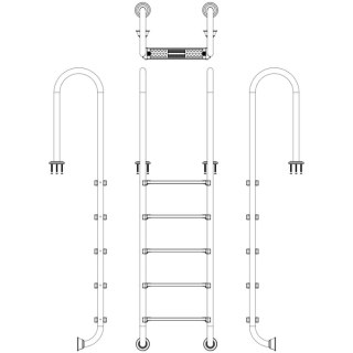 Drabinka do basenu Emaux Muro MUF515-SR (5 stopni), AISI-304 Emaux