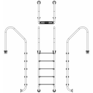 Drabinka do basenu Emaux Standard SLF515-SR (5 stopni), AISI-304 Emaux