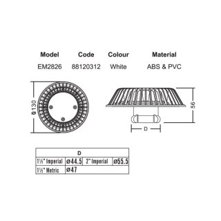 Dysza ssąca do basenu Emaux EM2826 do przelewu 50 mm Emaux