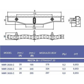 Kratka przelewowa do basenu Kripsol NMR 2520.C z połączeniem potrójnym 245х20 mm Kripsol