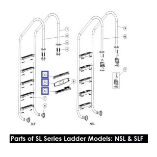 Stopień do drabinki Emaux z nakładkami antypoślizgowymi 89070108 Emaux