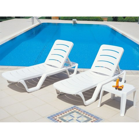 Biały leżak basenowy Aquaviva Bahama z tworzywa sztucznego, regulowany, kod SAV076, EAN 4820290401044