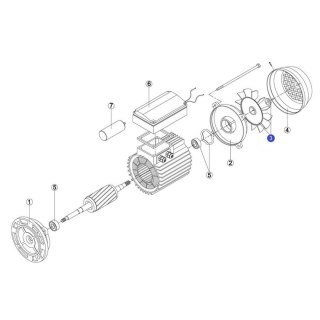 Wirnik wentylatora silnika pompy Kripsol KAN/KT/KTB/KAL/KL/KRF/KRB/BC/BCP/BCG/BCPG/BF/BB, MEC132 (RMOT0003.07R) Kripsol