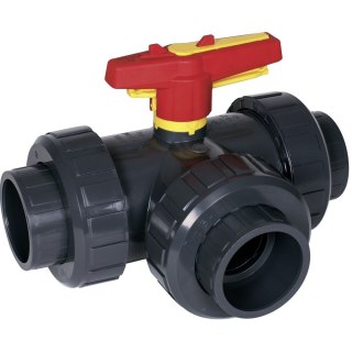 Zawór kulowy trójdrożny Praher S4, port T, d32 mm Praher