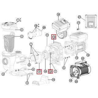 Zestaw (uszczelka olejowa, kołnierz, dyfuzor) do pomp Hayward Max Flo 2 (SPX2700ESA3) Hayward