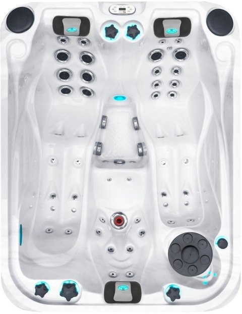 wanna SPA z hydromasażem Passion Spas Soulmate srebrno-białe, wymiary 213x165x84cm, 52 dysze, 3-osobowe, system Balboa