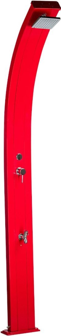 Prysznic solarny Aquaviva Spring aluminium z kranikiem do mycia stóp, wiśniowy A120/3027, 25 l Aquaviva