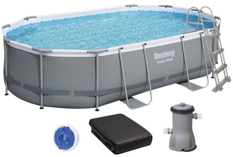 Basen stelażowy Bestway 56448 Power Steel (488х305х107 cm) z filtrem wkładowym, drabinką i pokrywą Bestway
