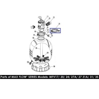 Obejma mocująca do 6-drogowego kranu filtrującego Emaux serii MFV 89012512 Emaux