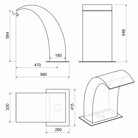 Wodospad Aquaviva Dolphin AISI 316 (650х330 mm) Aquaviva