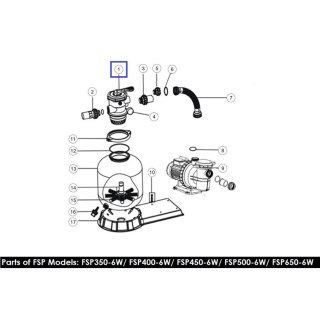 Zawór czterodrogowy Emaux MPV05 88281205B (1.5'') górny Emaux