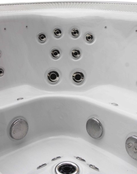 Przelewowa wanna SPA Aquajoy Serenity 8-osobowa z hydromasażem, system Balboa, LED, kolor marmur srebrnobiały, AJ-4806SW
