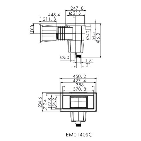 Skimmer do basenu betonowego Emaux EM0140-SС Wide mosiądz Emaux