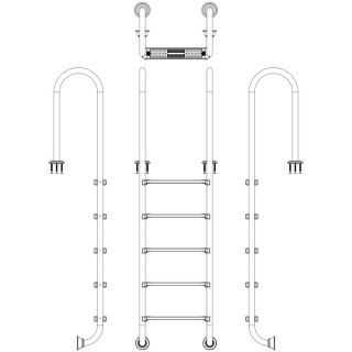 Drabinka do basenu Muro MUF515-SR 5 stopni AISI-304 Emaux