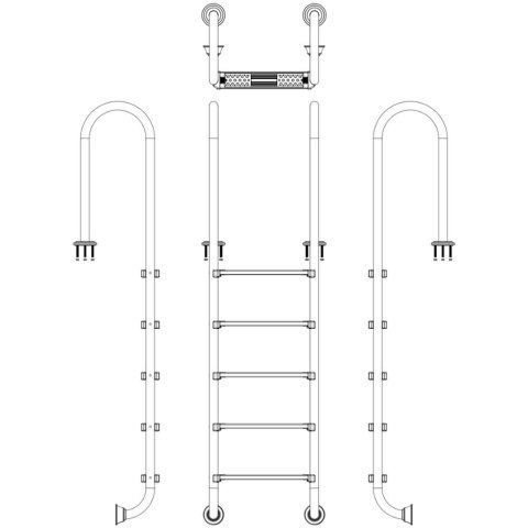 Drabinka do basenu Muro MUF515-SR 5 stopni AISI-304 Emaux