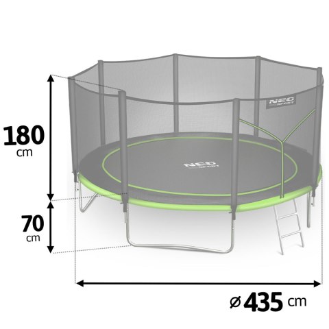 Trampolina ogrodowa 14ft/435cm z siatką zewnętrzną i drabinką Neo-Sport