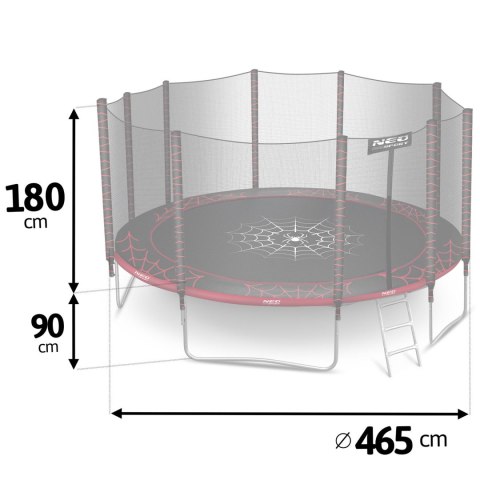 Trampolina ogrodowa 15ft/465cm z siatką zewnętrzną i drabinką Neo-Sport