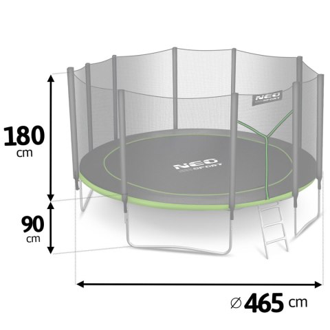 Trampolina ogrodowa 15ft/465cm z siatką zewnętrzną i drabinką Neo-Sport