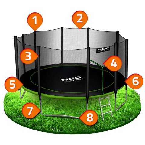 Trampolina ogrodowa 15ft/465cm z siatką zewnętrzną i drabinką Neo-Sport