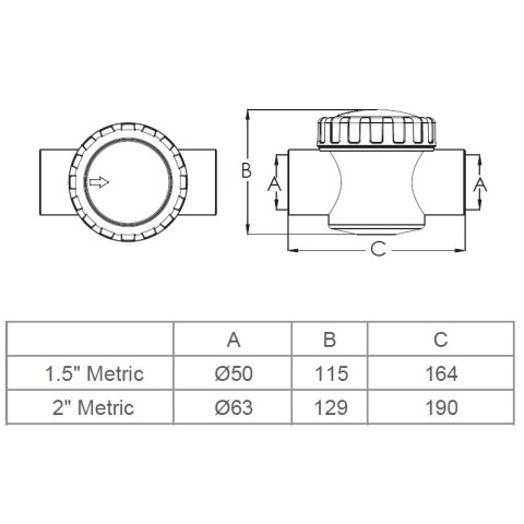 Zawór zwrotny V40 50 mm Emaux