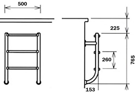 Drabinka do basenu Flexinox Two-Pieces Electropolished (3 stopnie), AISI-316L (dolna część) Flexinox