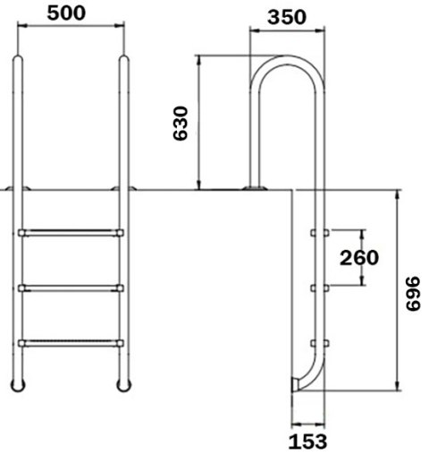 Drabinka do basenu Flexinox Wall AISI-316 (2 stopnie) Flexinox