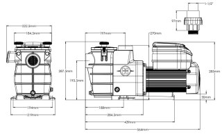Hayward Max Flo VS SP1811VS pompa filtracyja zmiennej prędkości 4-biegowa (13,5 m3/h, 1.1 KM, 230V) Hayward