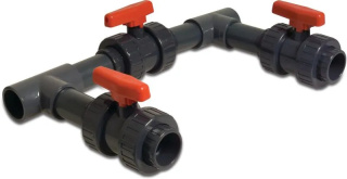 Bypass do pompy ciepła, premium (PVC 50mm, 3 zawory, wąż 38 mm) Flotide