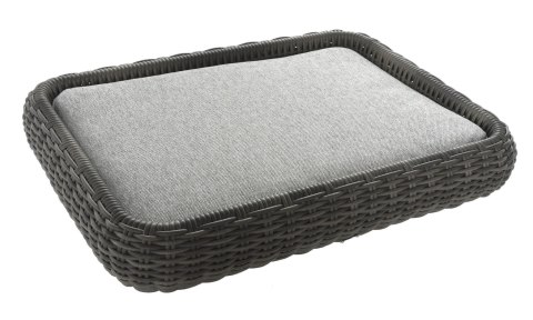 LEGOWISKO DLA PSA OGRODOWE L MAJE GREY 80X60X10CM, EKORATTAN SZARY 8MM, PODUSZKA SUNPROOF SZARY MILOO
