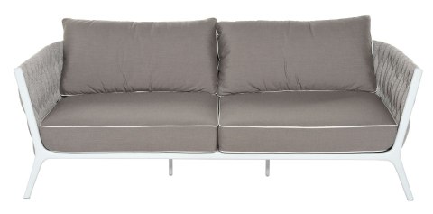 SOFA 2- OSOBOWA KAMPALA 190X82X65CM ALUMINIUM WHITE TKANINA SUNBRELLA QDF JASNA SZARA, SZNUR OFF ... MILOO